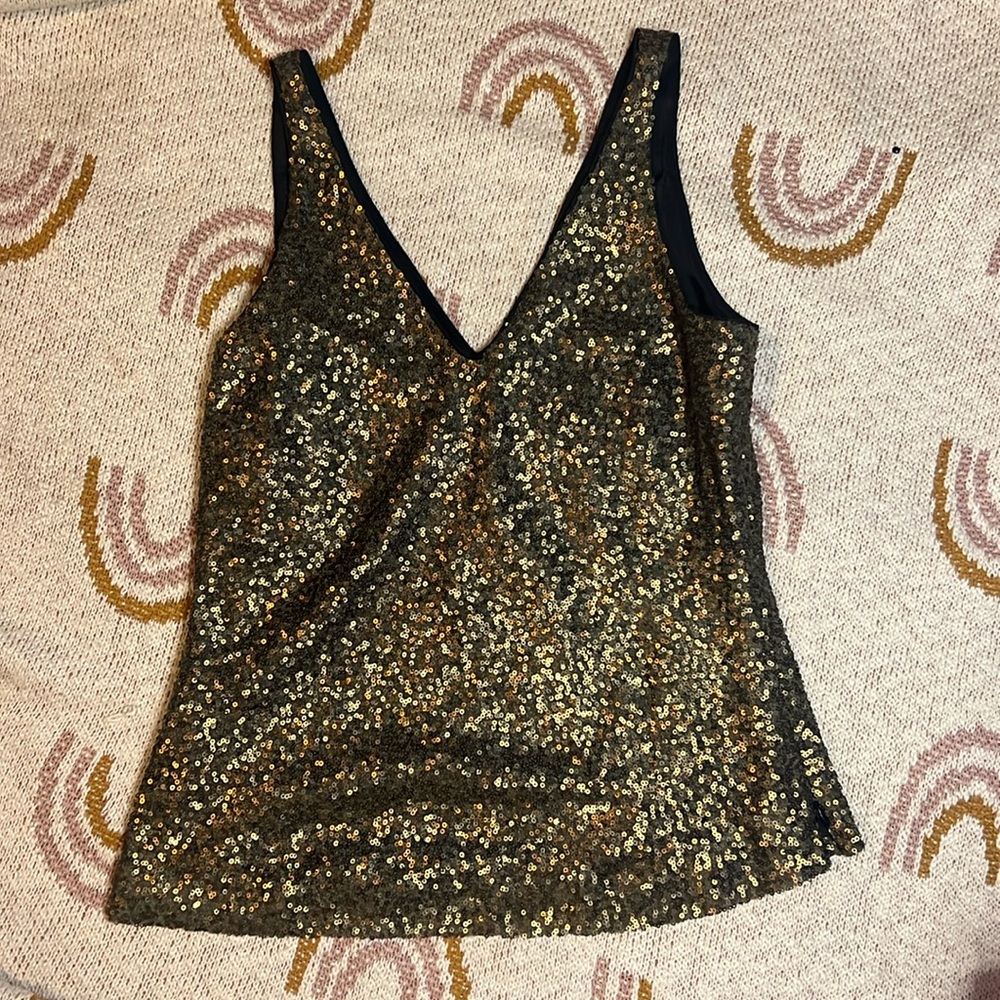 Ralph Lauren black/Gold sequined tank side zip size 2